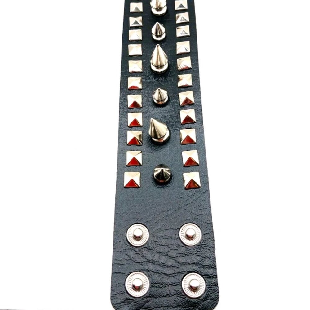 Gothic Spiked + Studded Bracelet Unisex Vegan Leather  -New - Picture 4 of 10